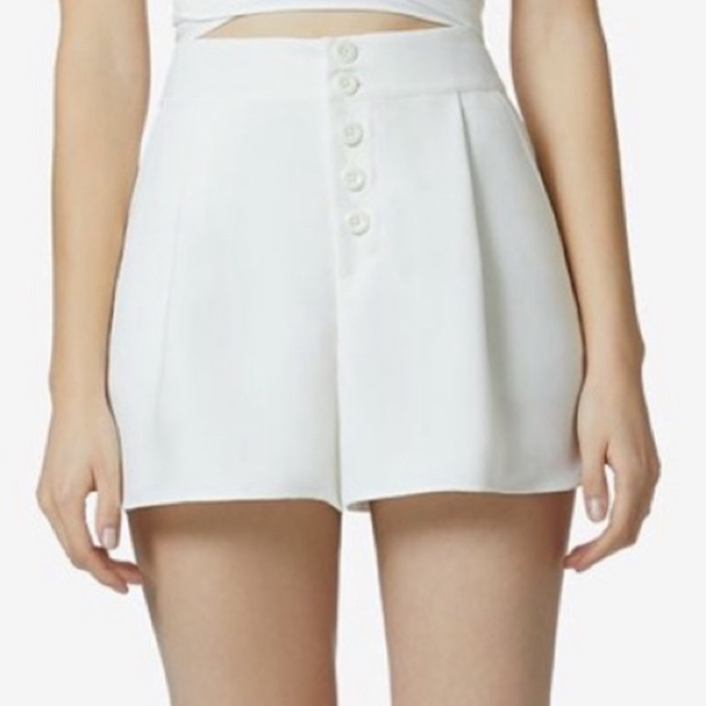 Avec Les Filles High-Waisted Crepe Shorts Creamy White Size 6